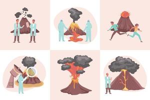 Volcano Square Compositions Set vector