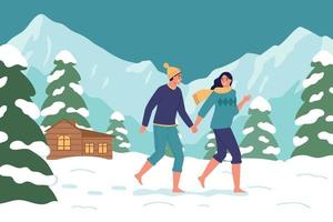 Winter Barefoot Running Composition vector