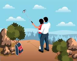 Selfie Isometric Background vector