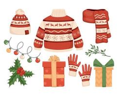 conjunto de regalos de navidad hechos a mano vector