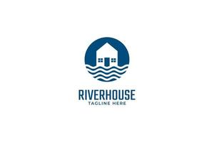 vector de diseño de logotipo de casa de río