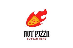 Hot restaurant pizza logo design vector template