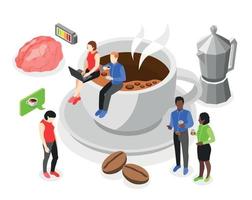 Coffee Time Isometric Concept vector