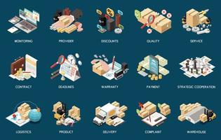 Procurement Management Isometric Set vector