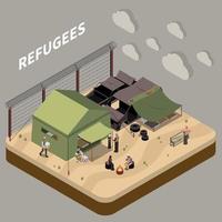 composición isométrica de refugiados vector