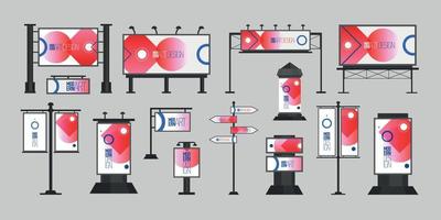 Street Billboards Icon Set vector