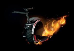 monowheel en composición de fuego vector