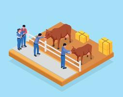 Farm Animals Veterinary Isometric Composition vector