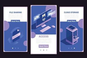 Cloud Technology Isometric Set vector