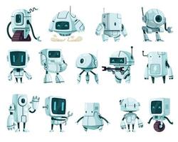 Futuristic Robots Cartoon Characters Set vector