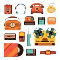 Retro Items Icon Set vector