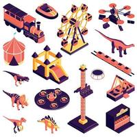 Amusement Park Isometric Set vector