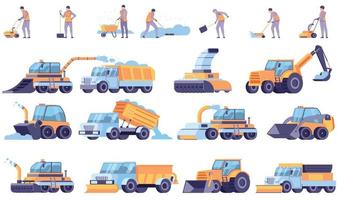 Snowblower Flat Set vector