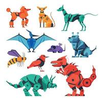 colección de animales de juguete robot vector