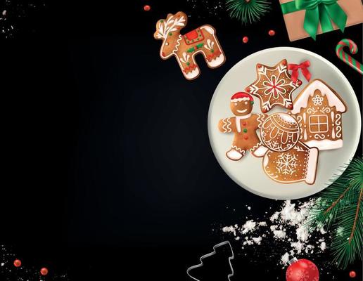 Realistic Christmas Blackboard Composition