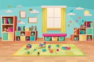 Kindergarten Playroom Cartoon Background vector