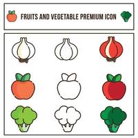 paquete de iconos de alimentos y vegetales vector