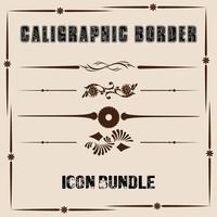 caligraphic border and icon bundle vector