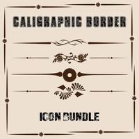 caligraphic border and icon bundle vector