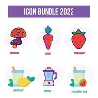 paquete de iconos de frutas y jugos vector