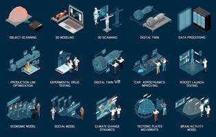 Digital Twin Technology Set vector