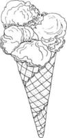 esbozar cono de helado sobre fondo blanco. ilustración vectorial en estilo garabato vector