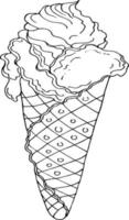 esbozar cono de helado sobre fondo blanco. ilustración vectorial en estilo garabato vector