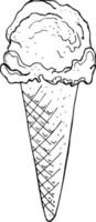 Sketch Ice cream cone  on white background. Vector illustration in doodle style