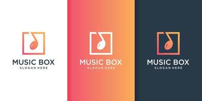 Music box logo template with modern line art style Premium Vector