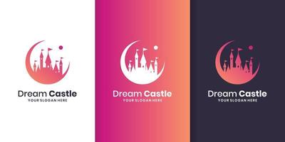 Dream castle logo template with modern gradient style Premium Vector