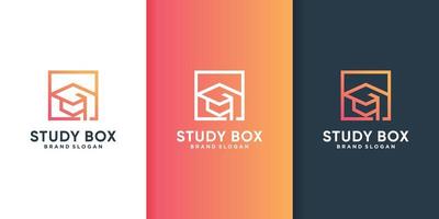 Study box logo template with unique and modern line art concept Premium Vector