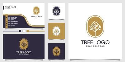 Tree logo logo with fresh concept and business card design Premium Vector