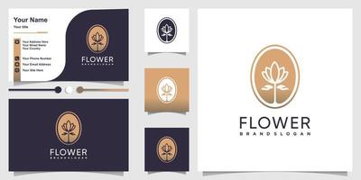 Flower logo with unique and fresh concept and busness card design Premium Vector