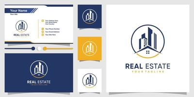 Real estate logo template with modern concept and business card design Premium Vector