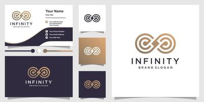 logotipo de infinito con concepto de arte de línea único y plantilla de diseño de tarjeta de visita vector premium