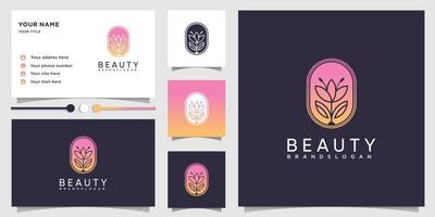 Beauty logo with modern gradient concept and business card design template Premium Vector