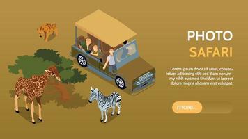 Isometric Safari Horizontal Banner vector