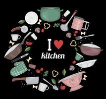 Love Cooking Round Composition vector