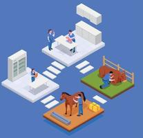 Isometric Farm Animals Veterinary Composition vector