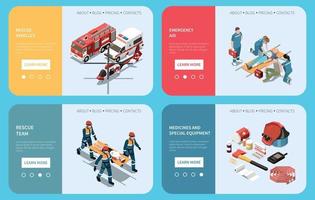 Rescue Team Isometric Set vector