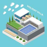Holiday Villa Isometric Composition vector