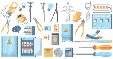 conjunto de herramientas y equipos eléctricos vector