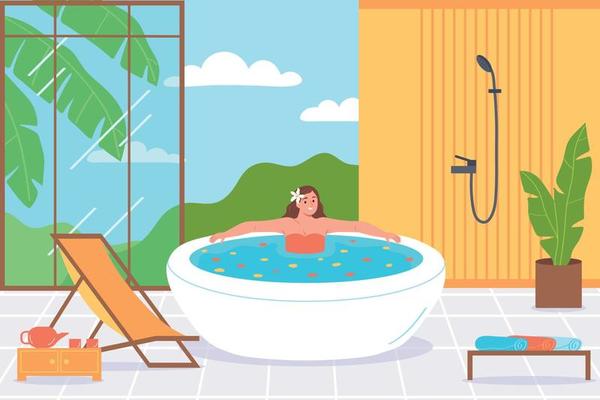 Spa Bathing Illustration