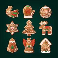 Realistic Christmas Cookies Color Icon Set vector