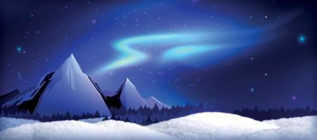 Northern Lights Landscape Composition vector