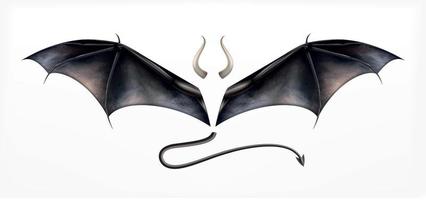 Horned Daemon Wings Composition vector