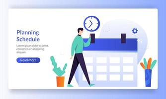 Planning Schedule or time management, planning concept, working time, landing page template for banner, flyer, ui, web, mobile app, poster vector