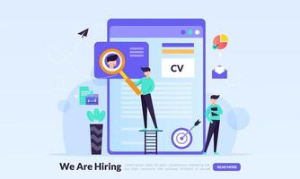 We are hiring concept, online Job Interview, online recruitment, finding professional skill, landing page template for banner, flyer, ui, web, mobile app, poster vector