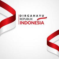 17 August 1945, Happy Indonesia Independent Day. Template of greeting card, banner with lettering of Happy Independent Day Waving Indonesia flags isolated on white background. vector illustration