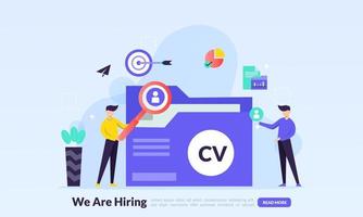 We are hiring concept, online Job Interview, online recruitment, finding professional skill, landing page template for banner, flyer, ui, web, mobile app, poster vector